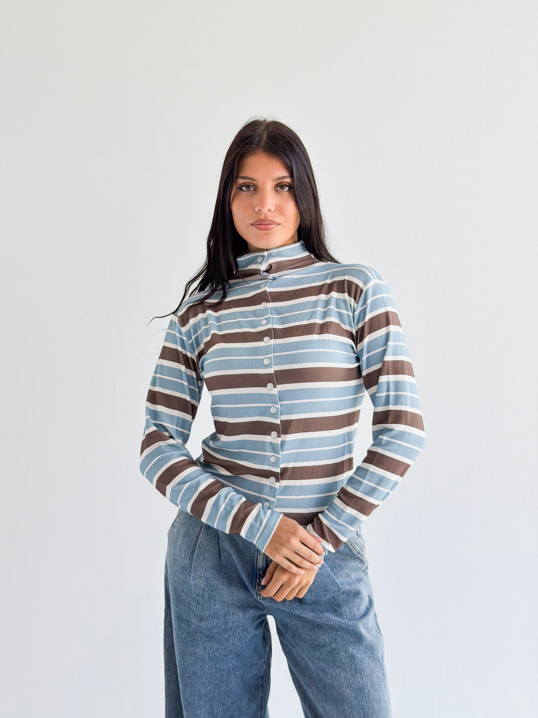 The striped Edit in sky blue