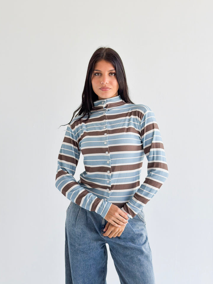The striped Edit in sky blue