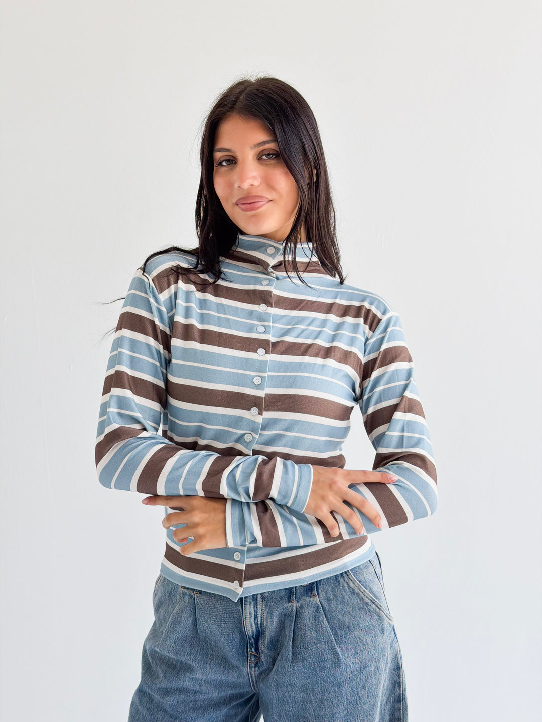 The striped Edit in sky blue