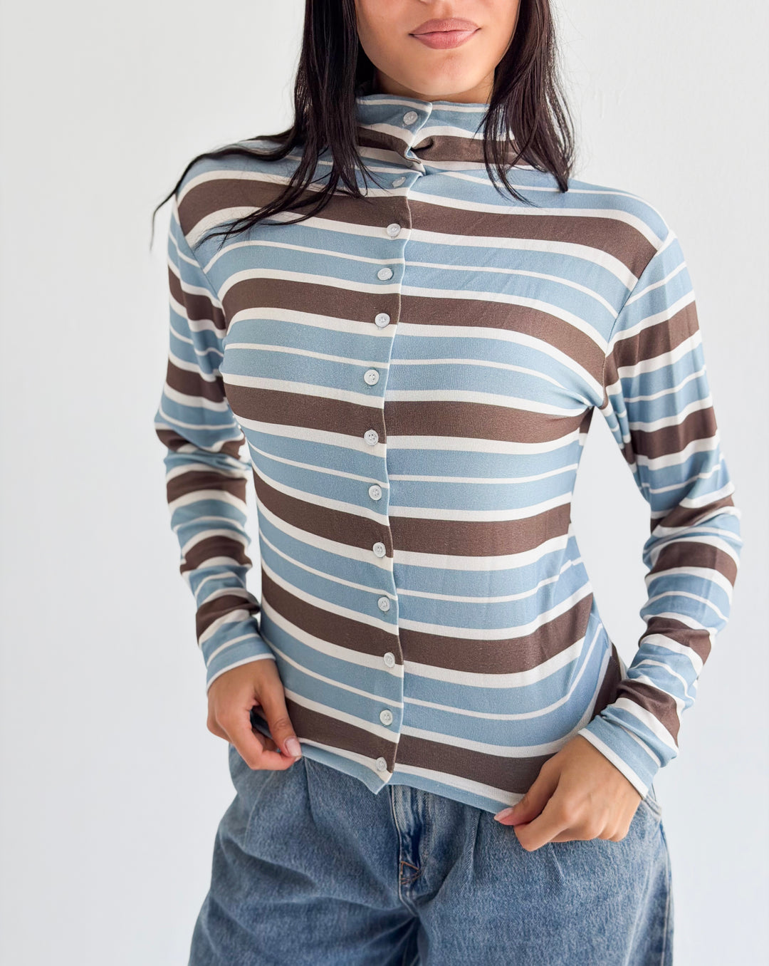 The striped Edit in sky blue