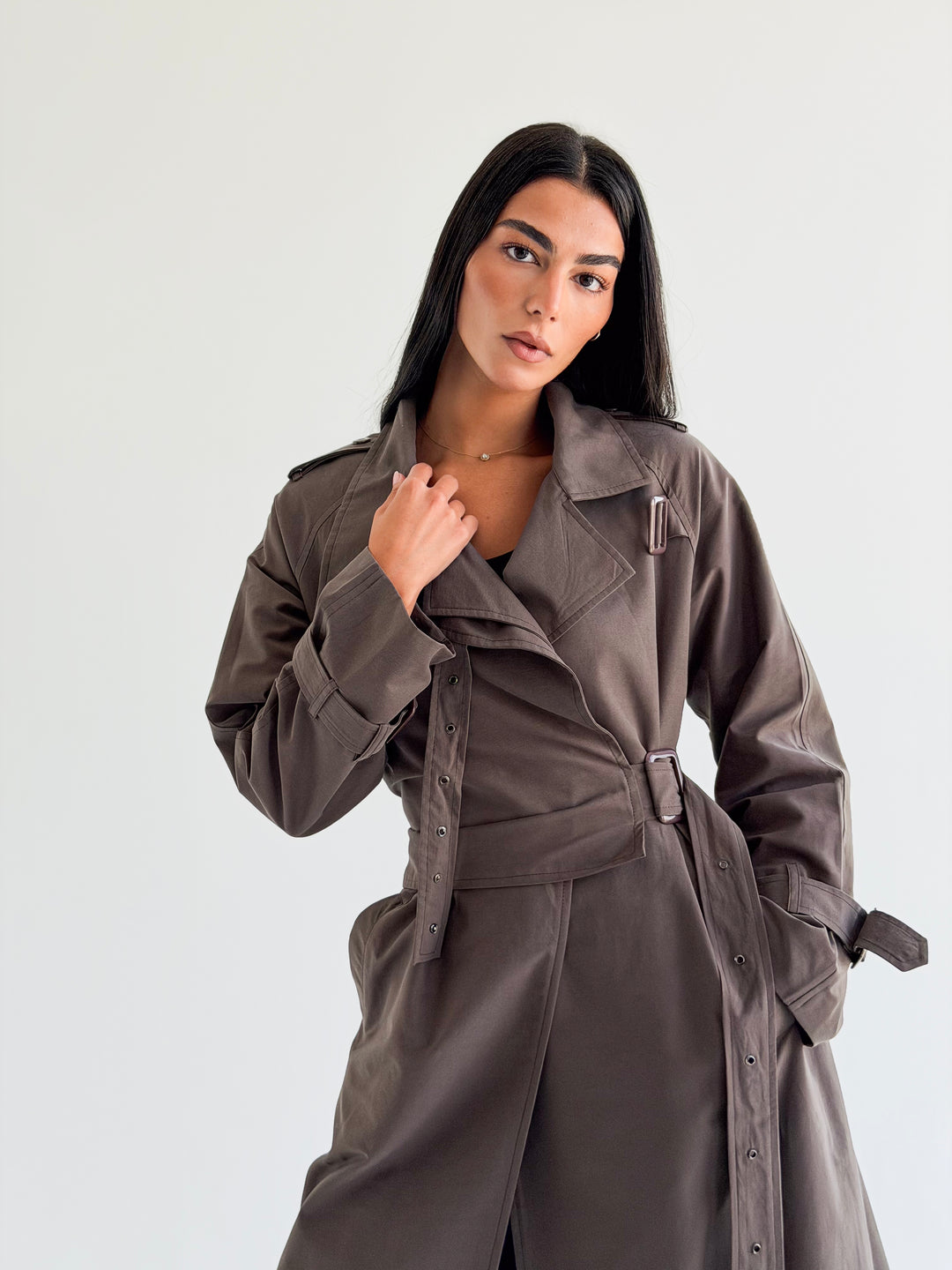 Double Eyelet trench coat in Gray