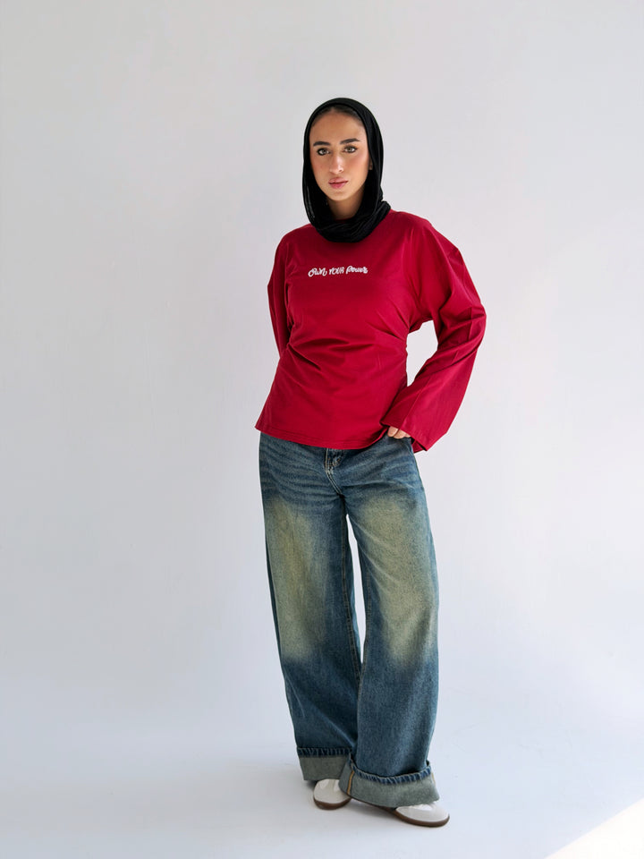Sleeves Top in red