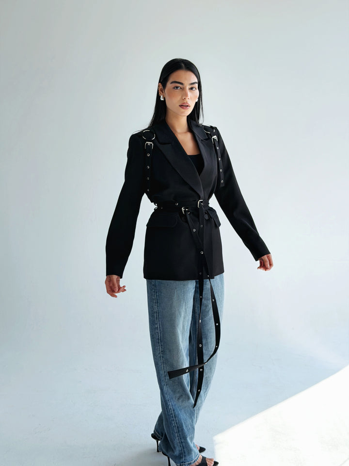 Belted Blazer Black