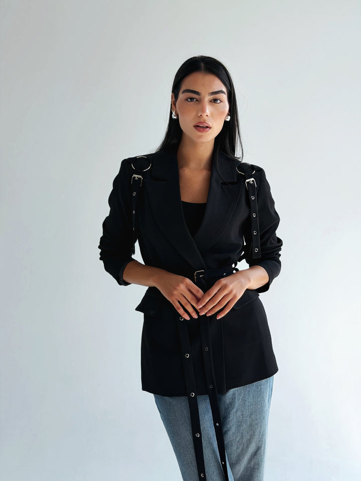Belted Blazer Black