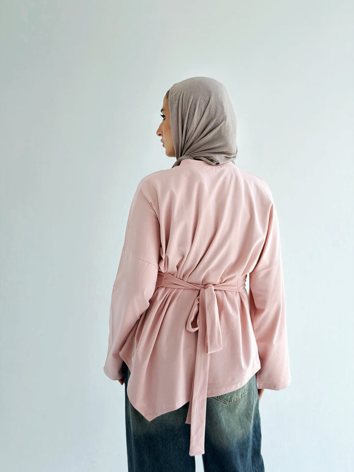 Waist Tie Top In rose