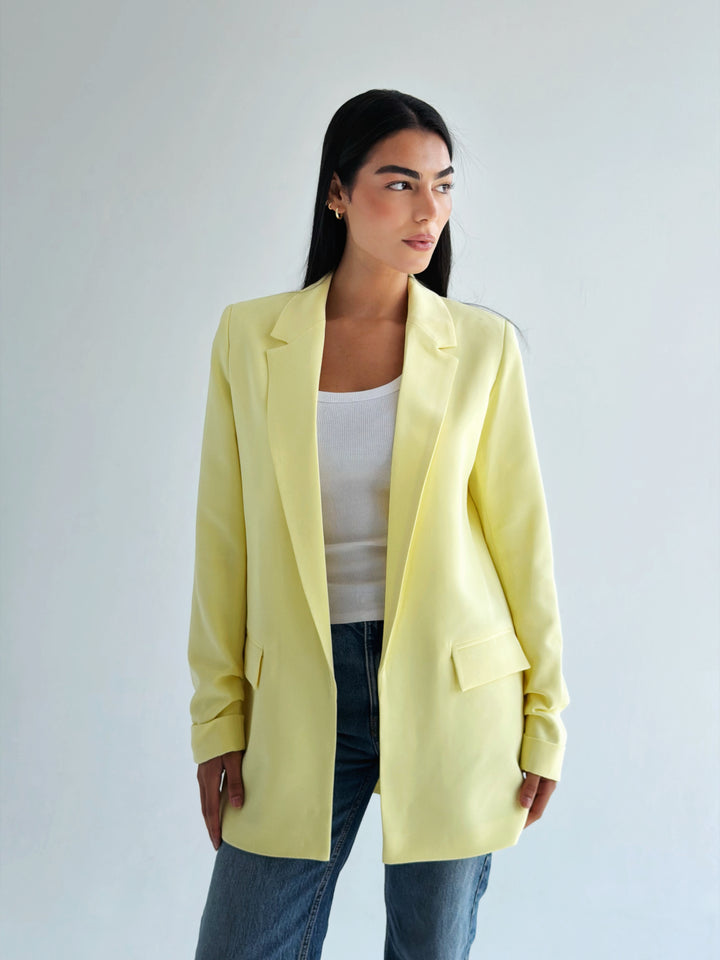 Ruffle Blazer in yellow