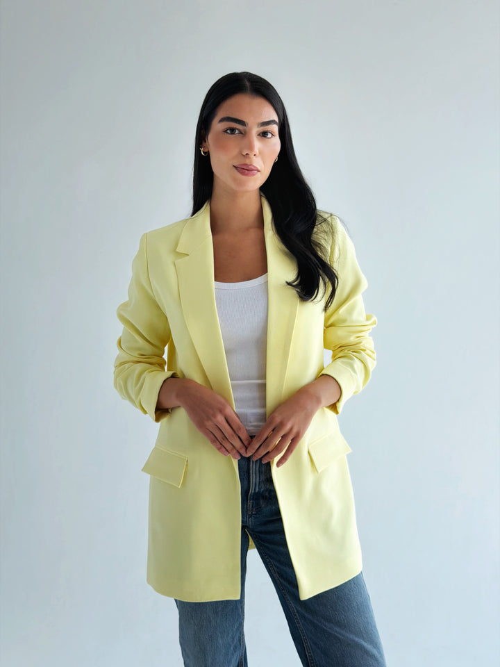 Ruffle Blazer in yellow