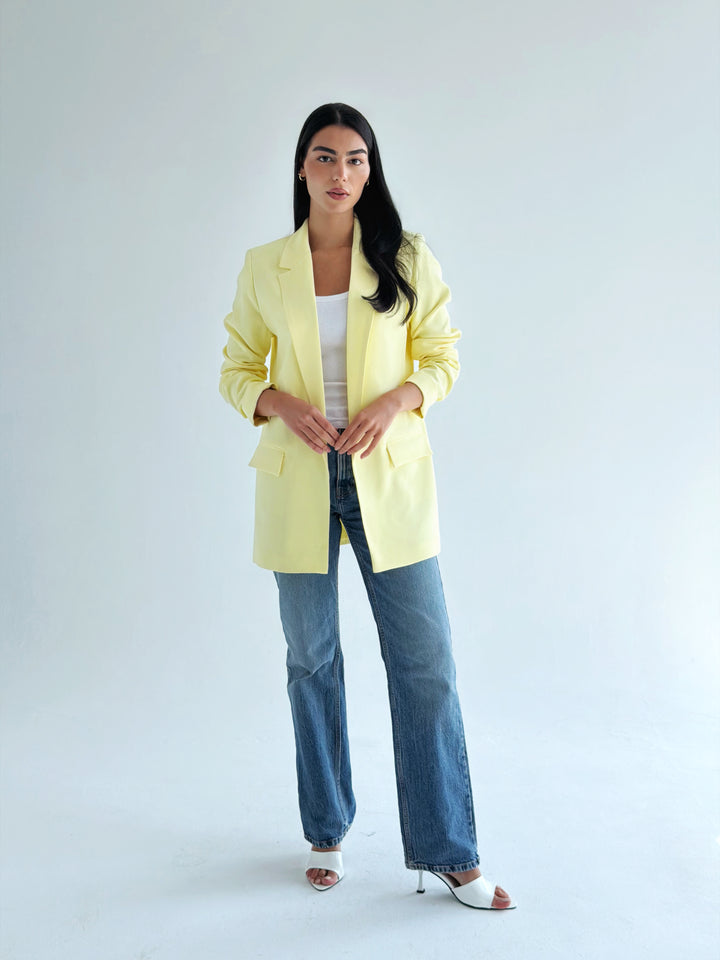Ruffle Blazer in yellow