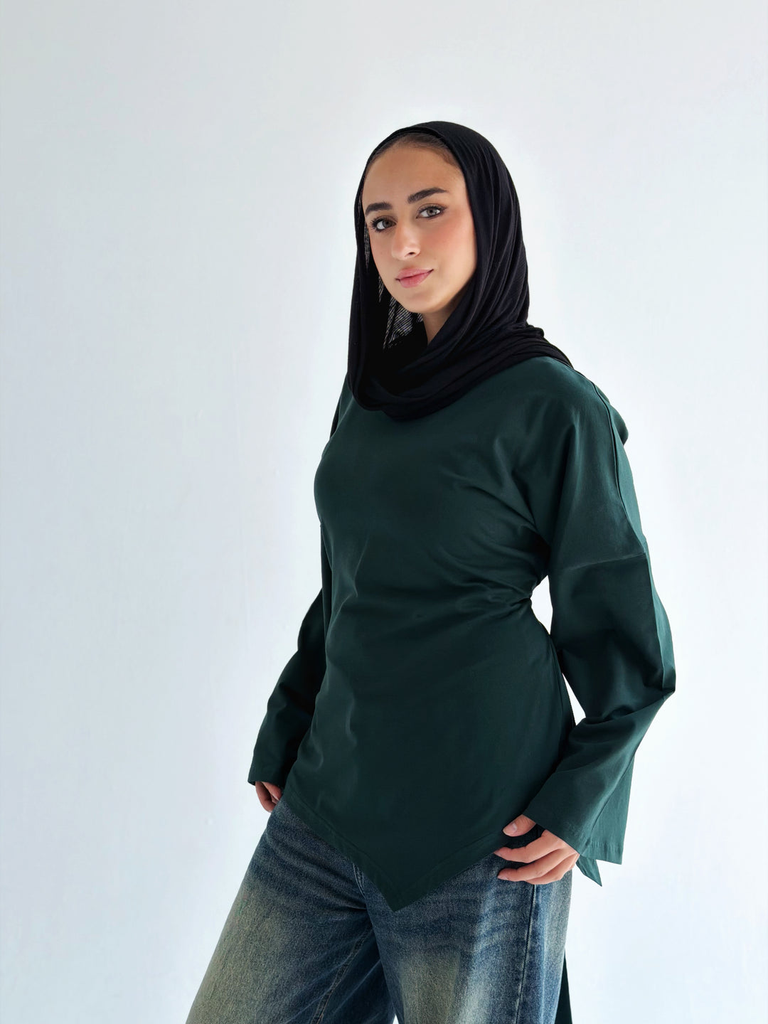 Waist Tie Top In dark olive