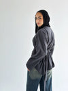 Waist Tie Top In dark gray