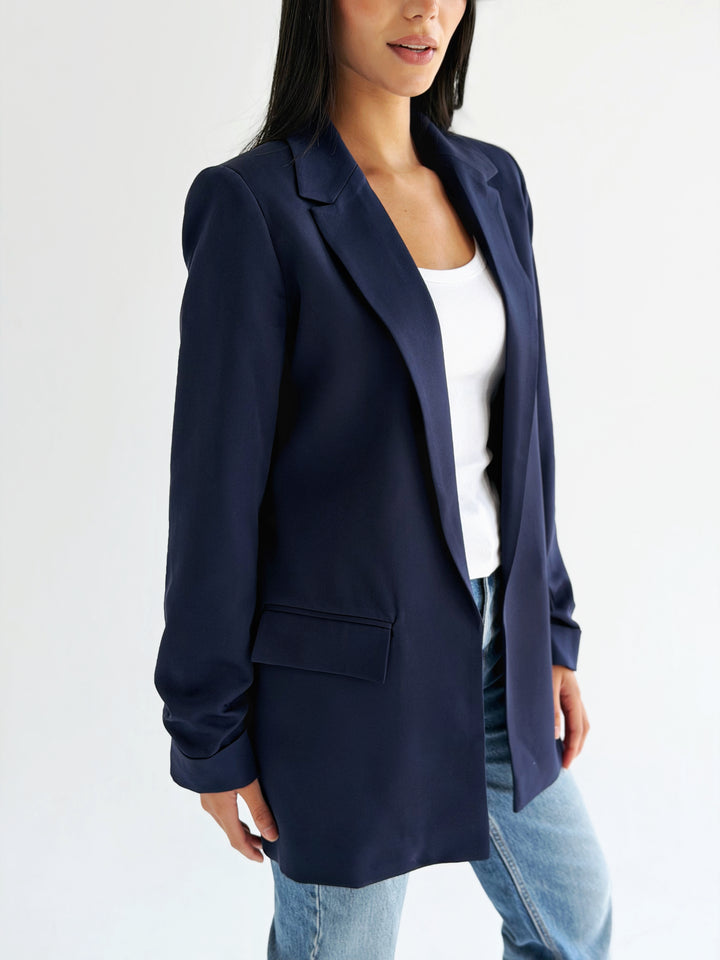 Ruffles Blazer in Navy blue