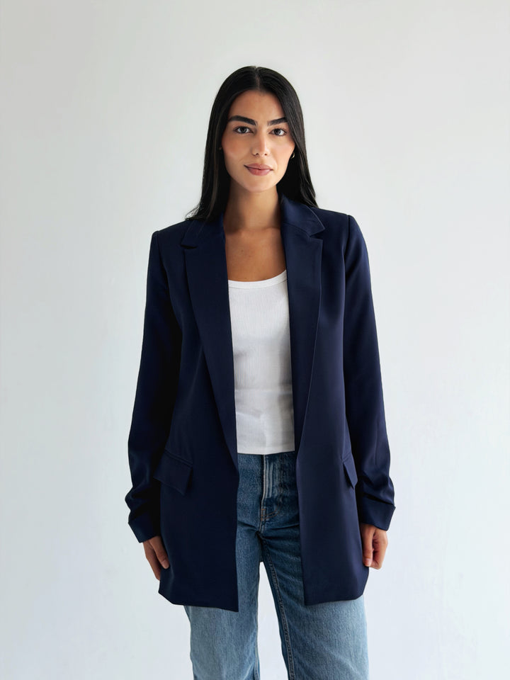 Ruffles Blazer in Navy blue