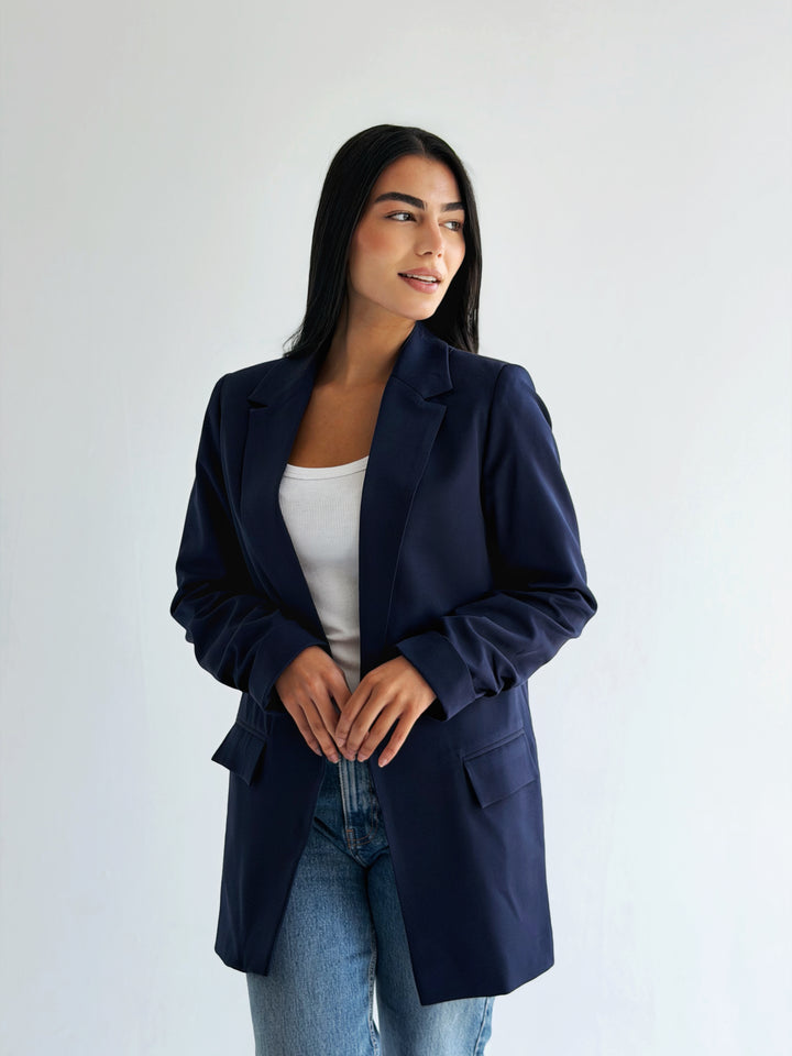 Ruffles Blazer in Navy blue