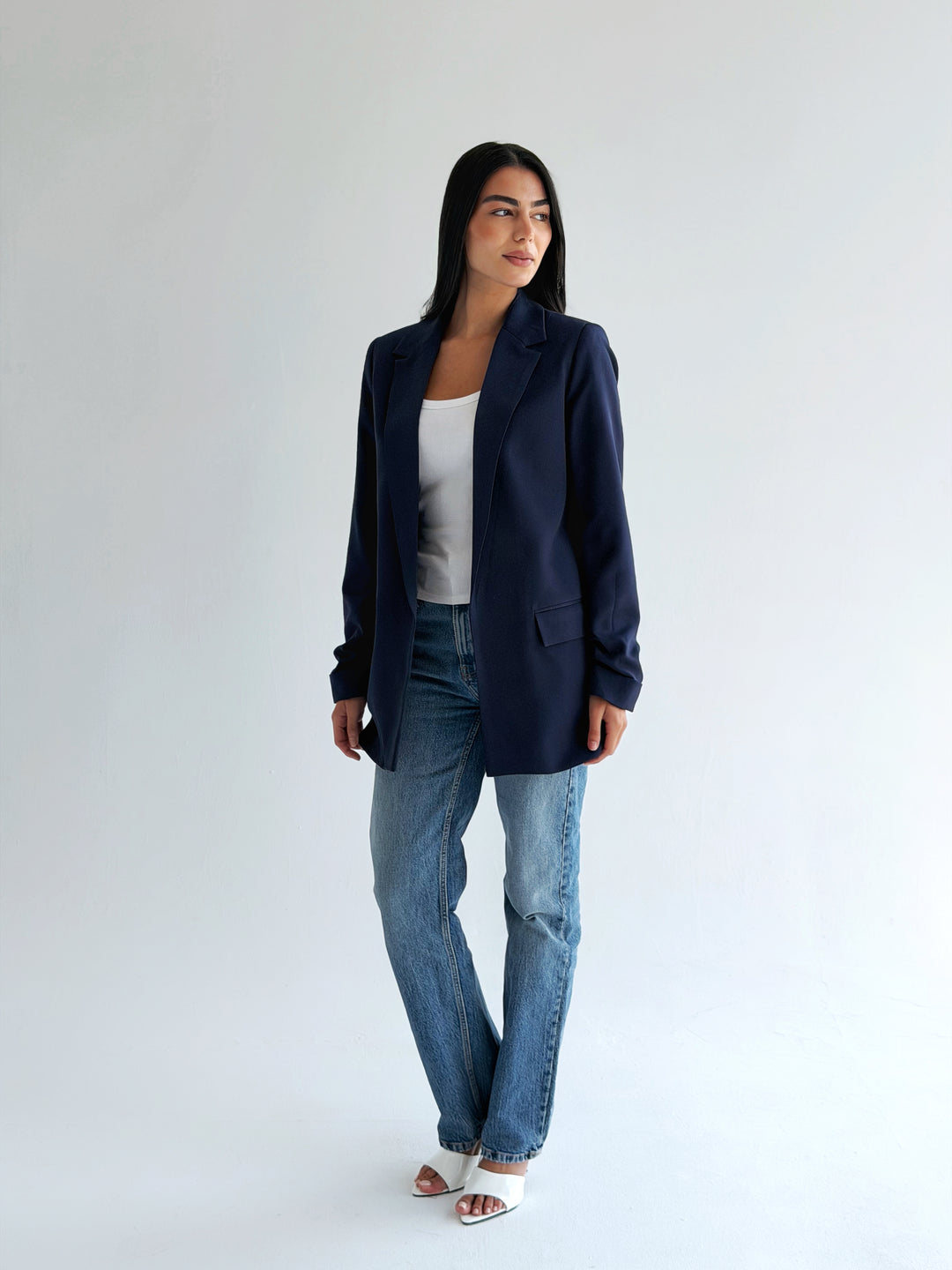 Ruffles Blazer in Navy blue