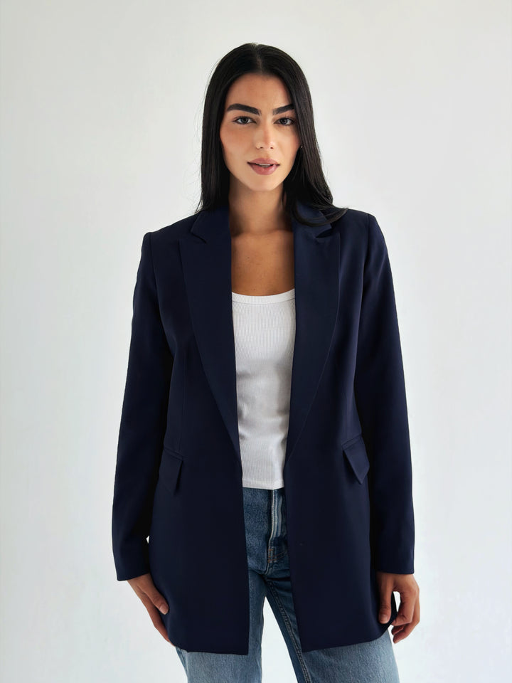 Ruffles Blazer in Navy blue
