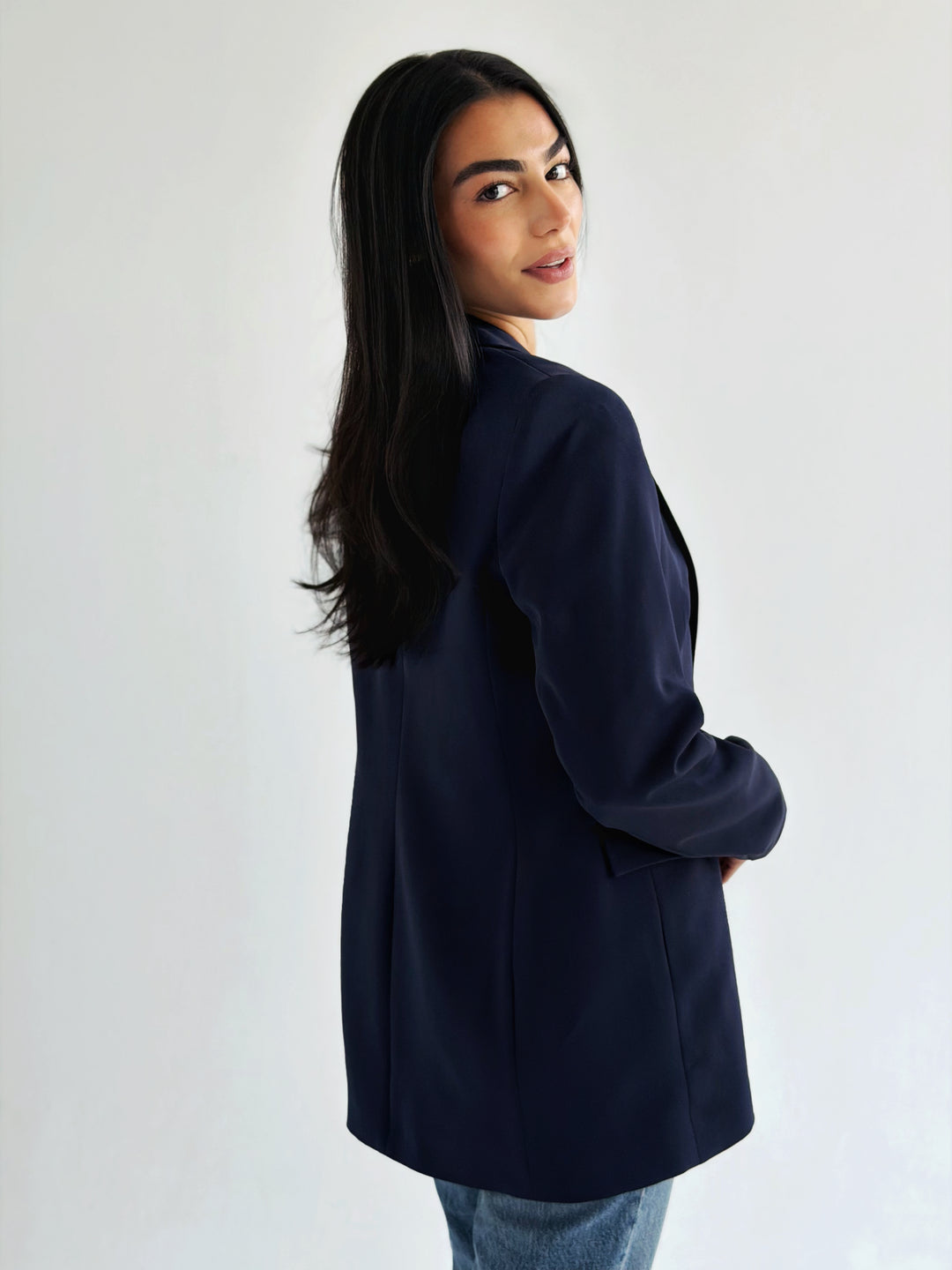 Ruffles Blazer in Navy blue