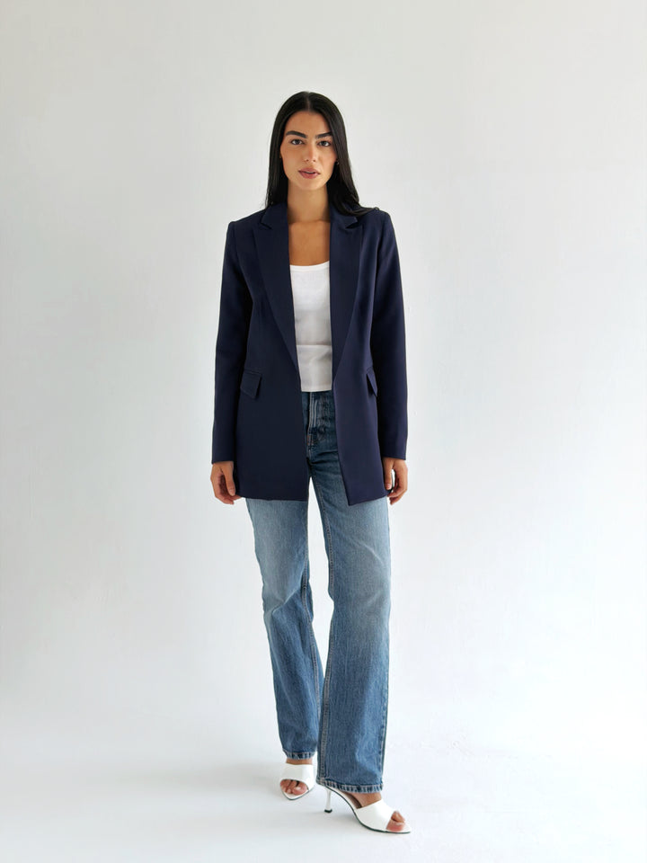Ruffles Blazer in Navy blue