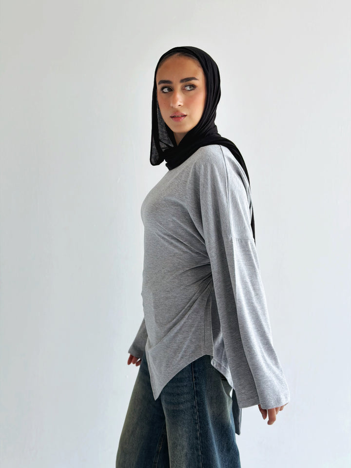 Waist Tie Top In gray