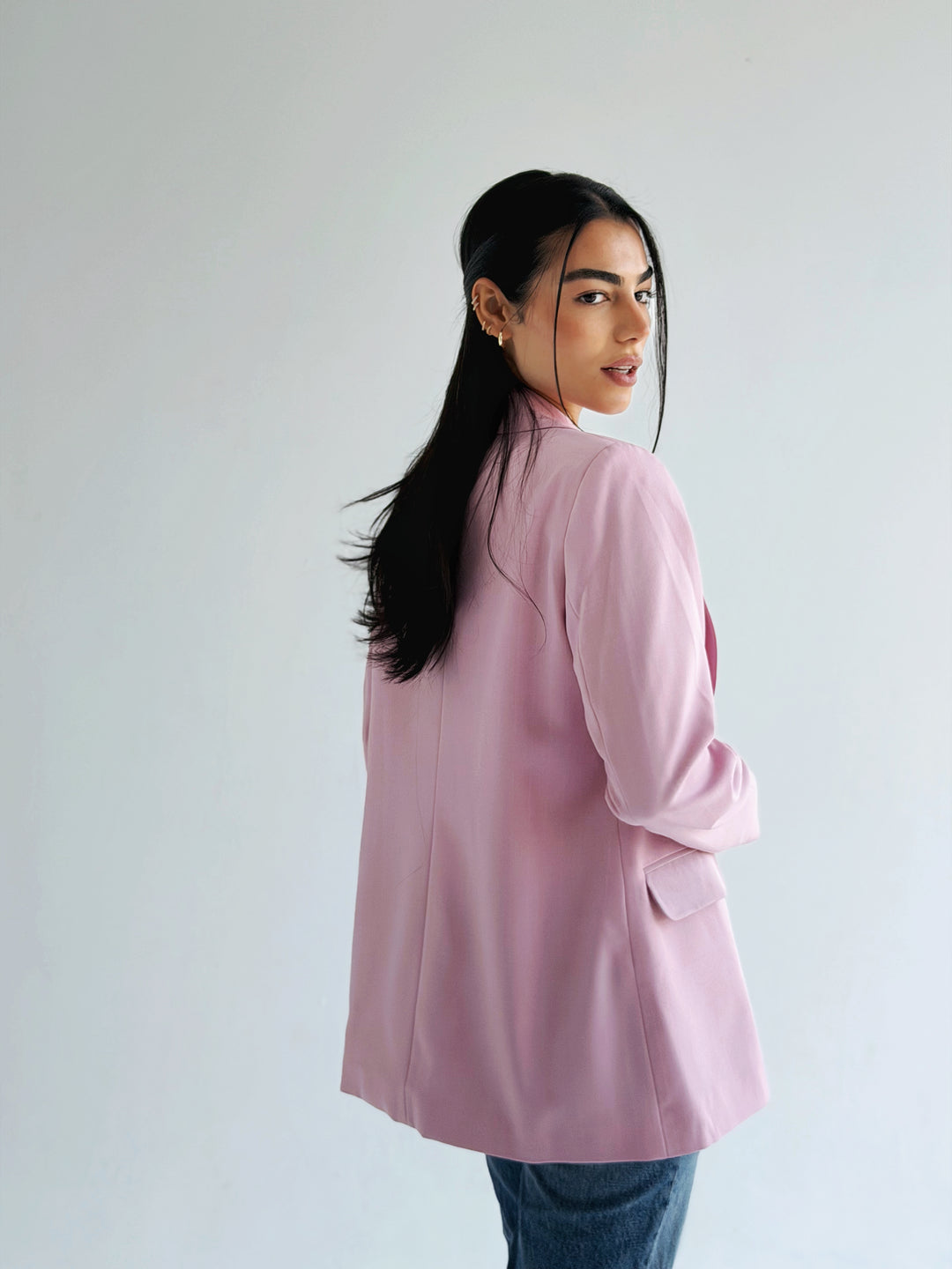 Striped Relaxed Fit blazer In Rose