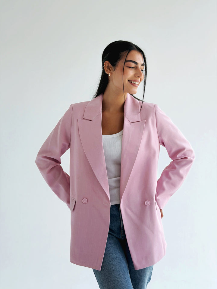 Striped Relaxed Fit blazer In Rose