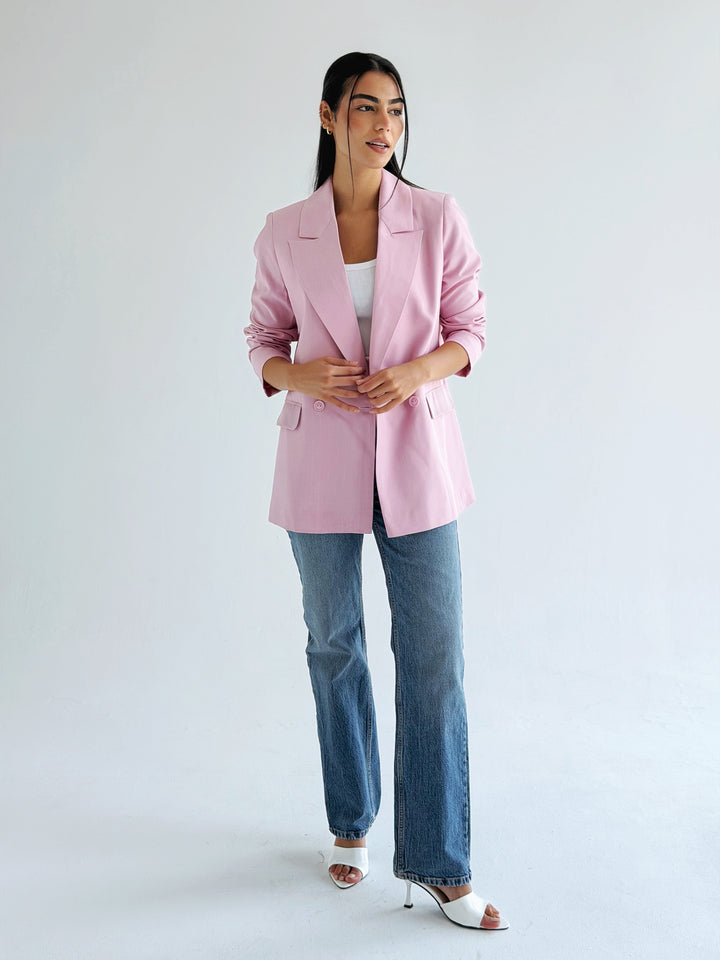 Striped Relaxed Fit blazer In Rose