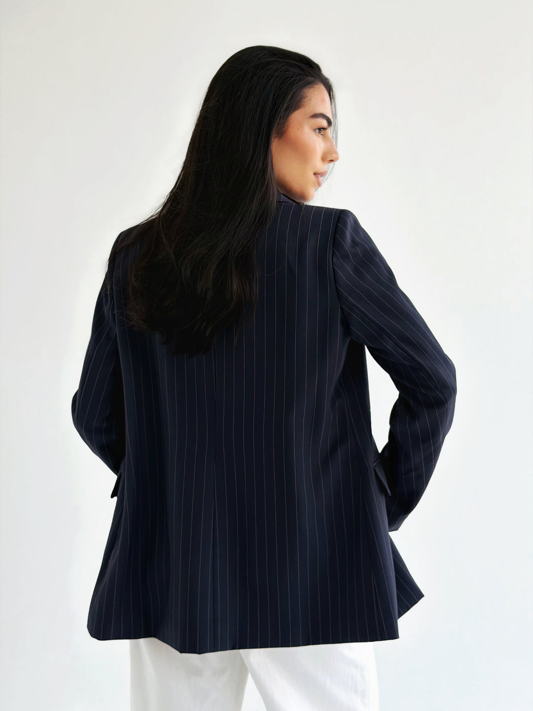 Striped Relaxed Fit blazer In Navy Blue