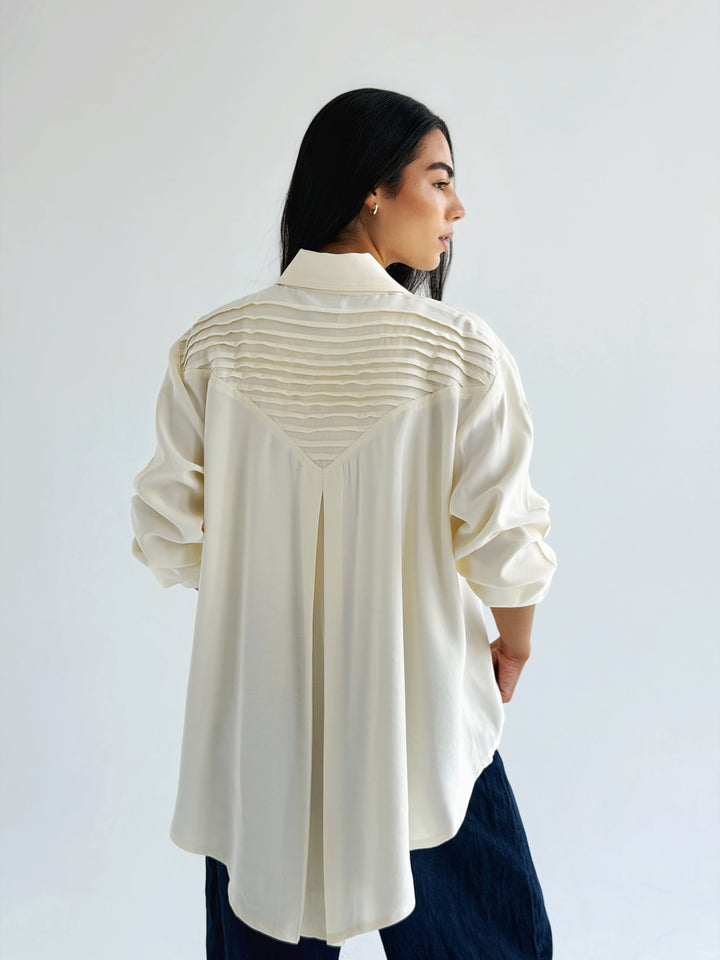High and low shirt in off white