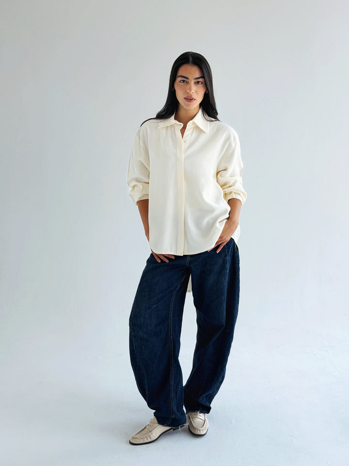 High and low shirt in off white