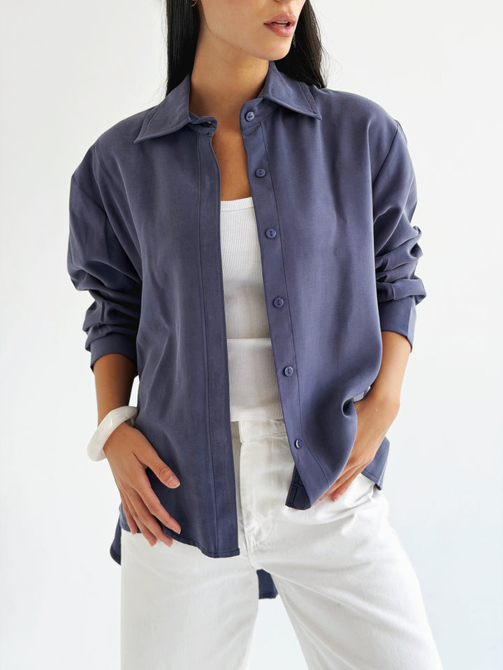 High and low shirt in navy blue