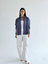 High and low shirt in navy blue