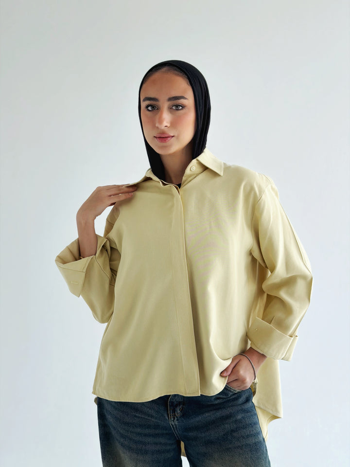 High and low shirt in yellow