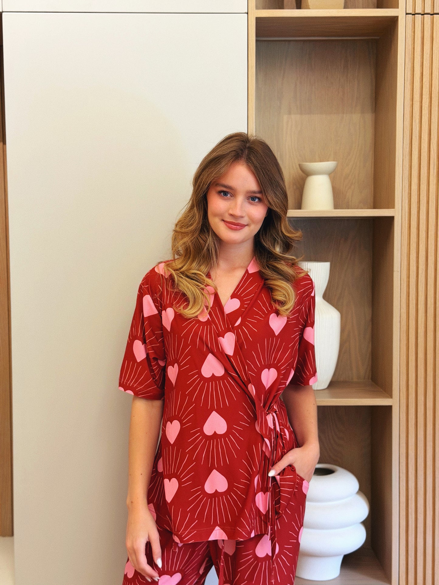 Self love cotton warp-style pajama /club in Red