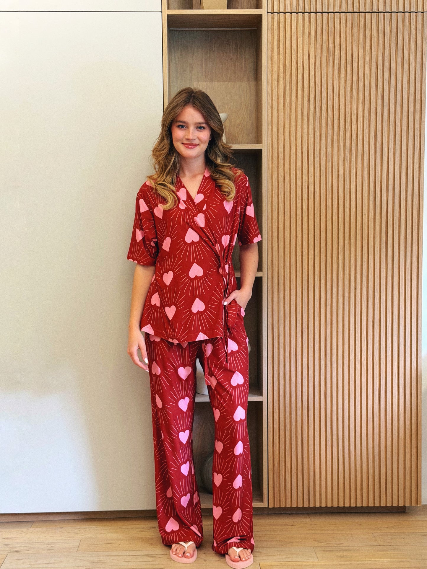 Self love cotton warp-style pajama /club in Red