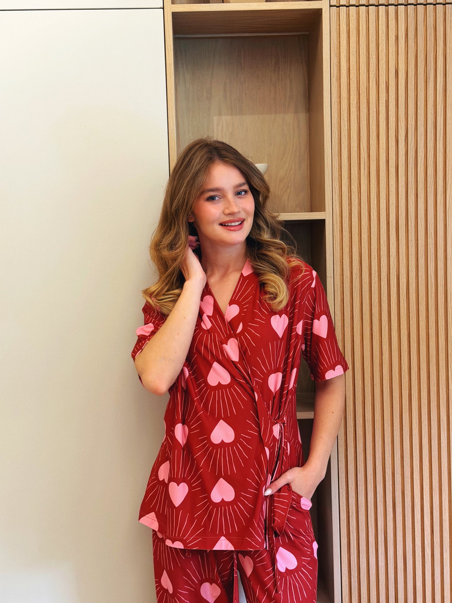 Self love cotton warp-style pajama /club in Red