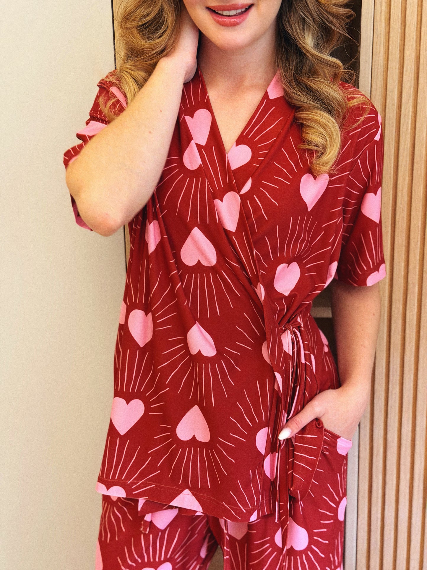 Self love cotton warp-style pajama /club in Red
