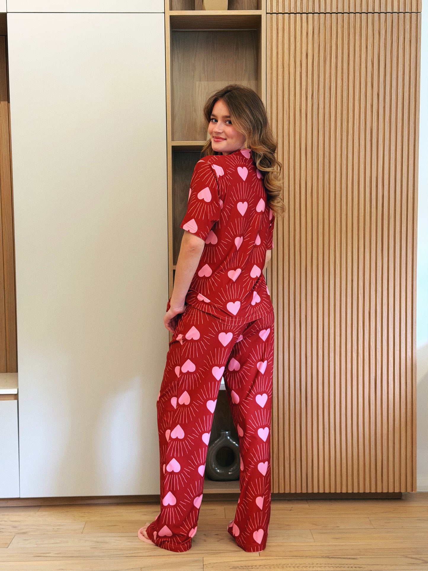 Self love cotton warp-style pajama /club in Red