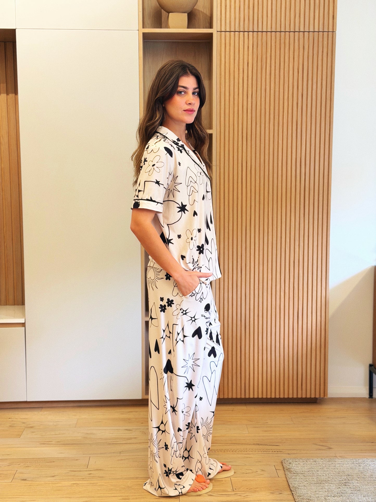 Self love cotton -Button style pajama/ self care in Beige
