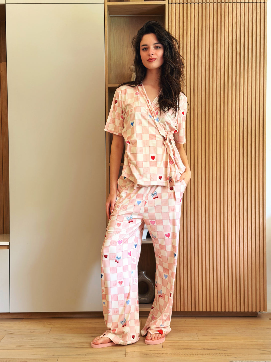 Self love cotton warp-style pajama  /sweetast in Pink