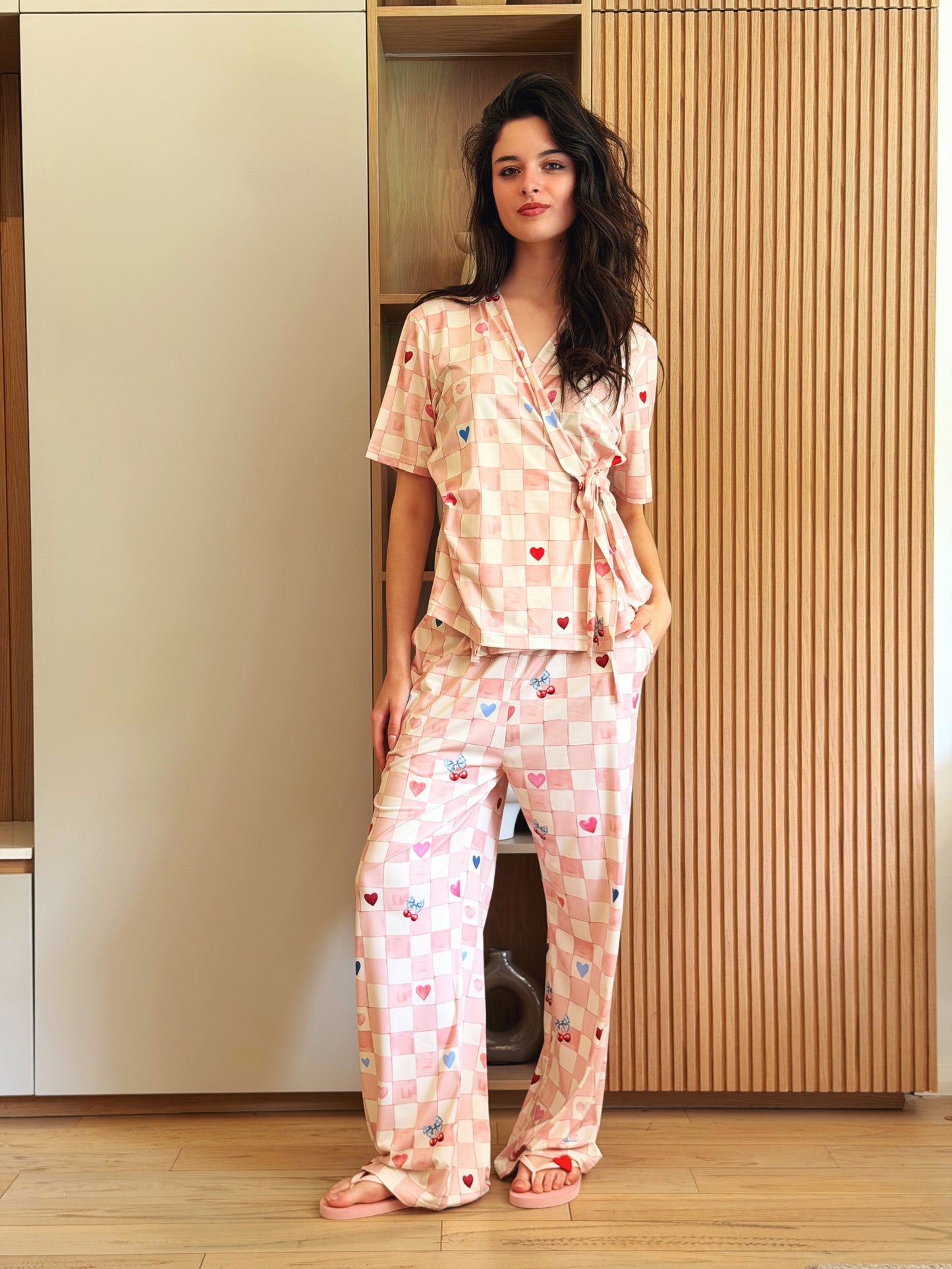 Self love cotton warp-style pajama  /sweetast in Pink