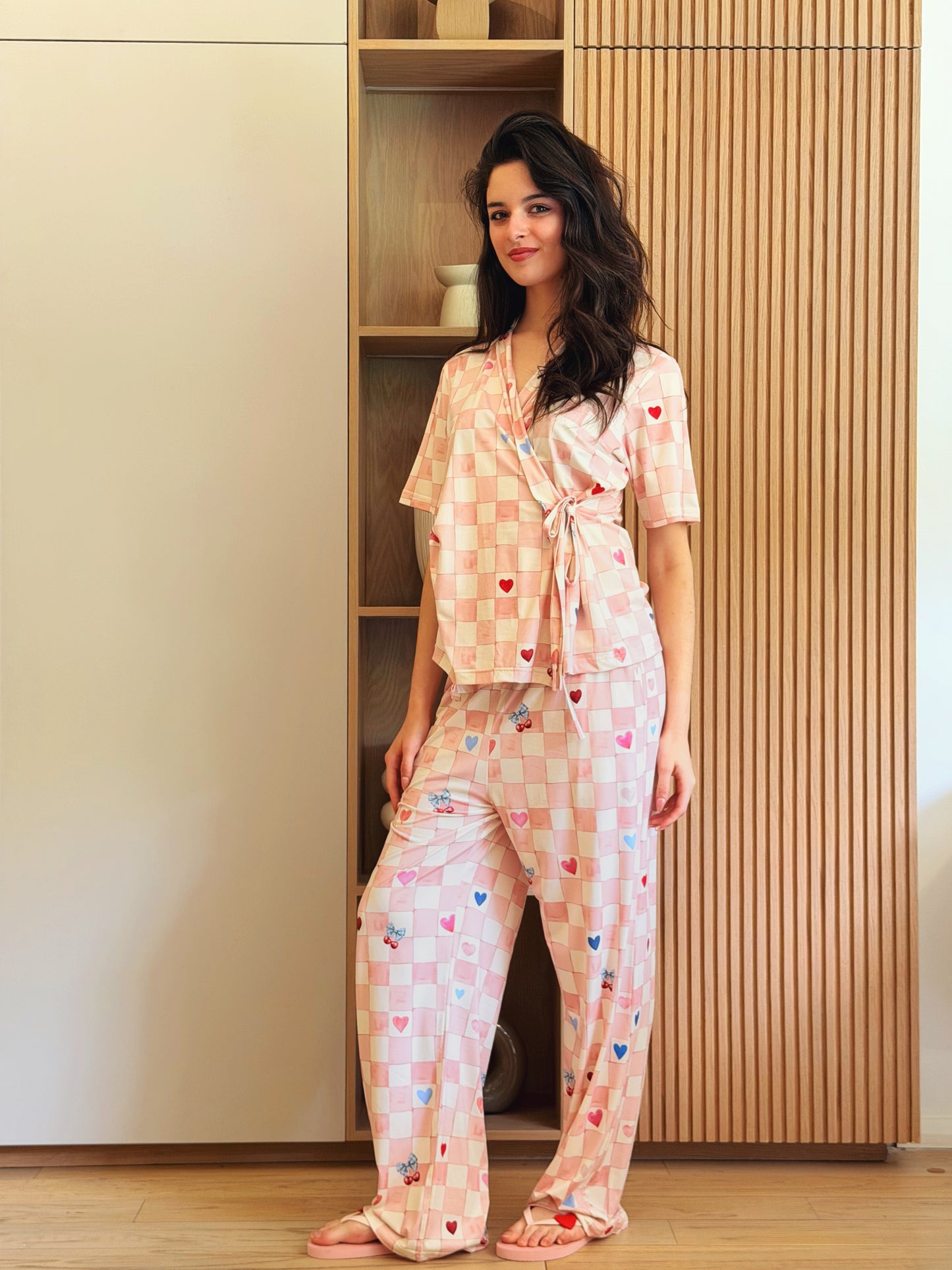 Self love cotton warp-style pajama  /sweetast in Pink
