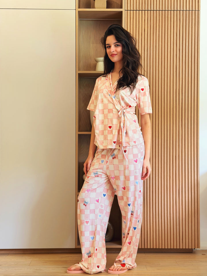 Self love cotton warp-style pajama  /sweetast in Pink