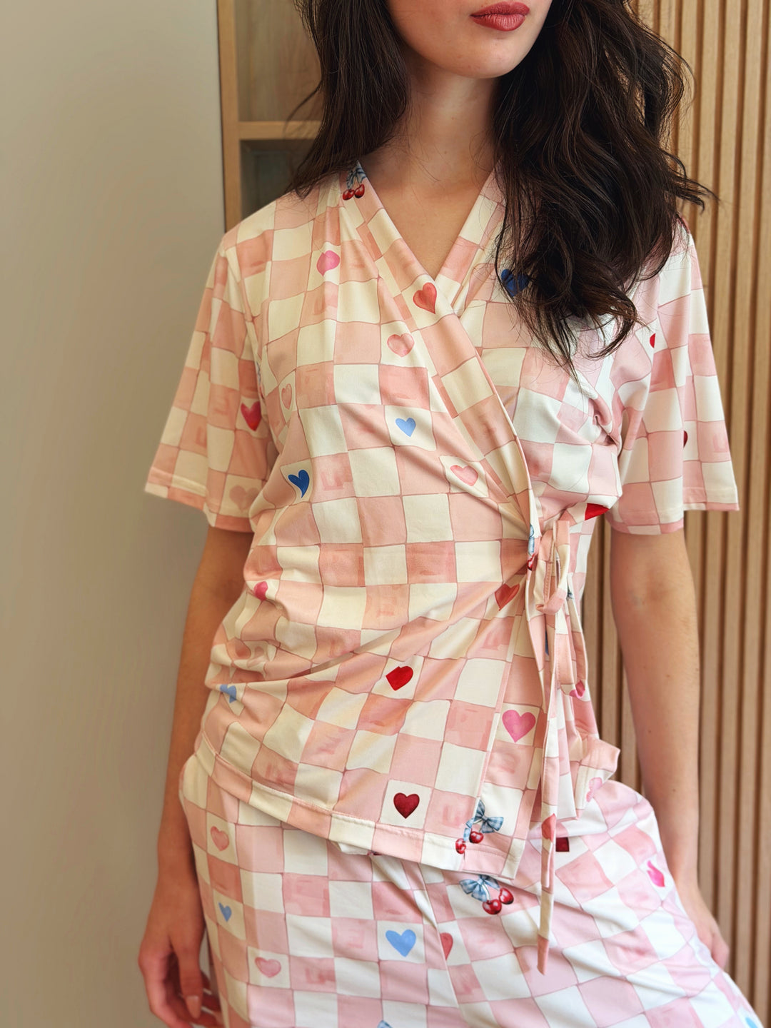 Self love cotton warp-style pajama  /sweetast in Pink