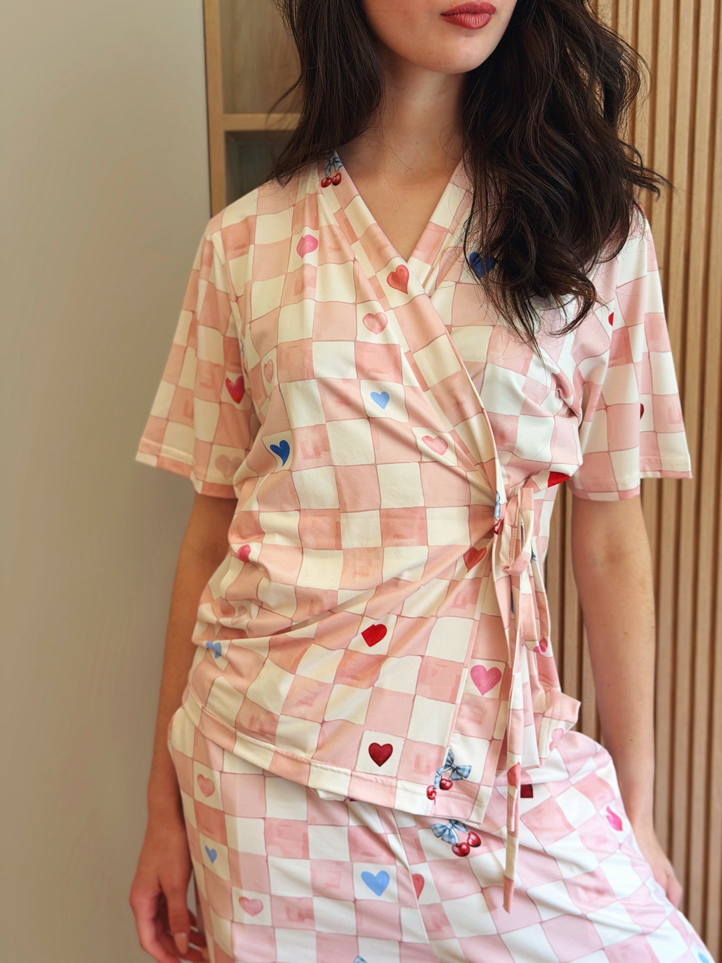 Self love cotton warp-style pajama  /sweetast in Pink