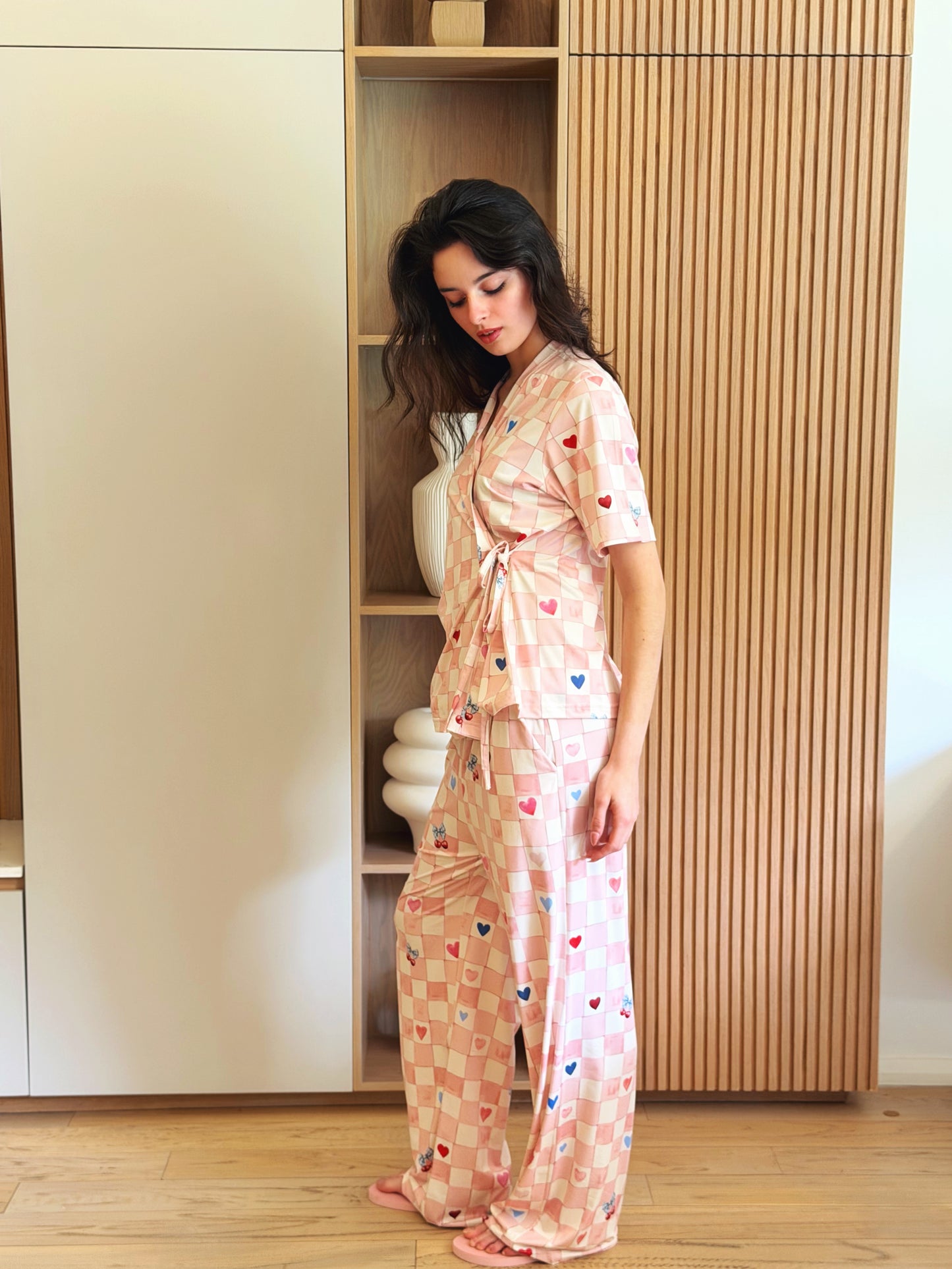 Self love cotton warp-style pajama  /sweetast in Pink