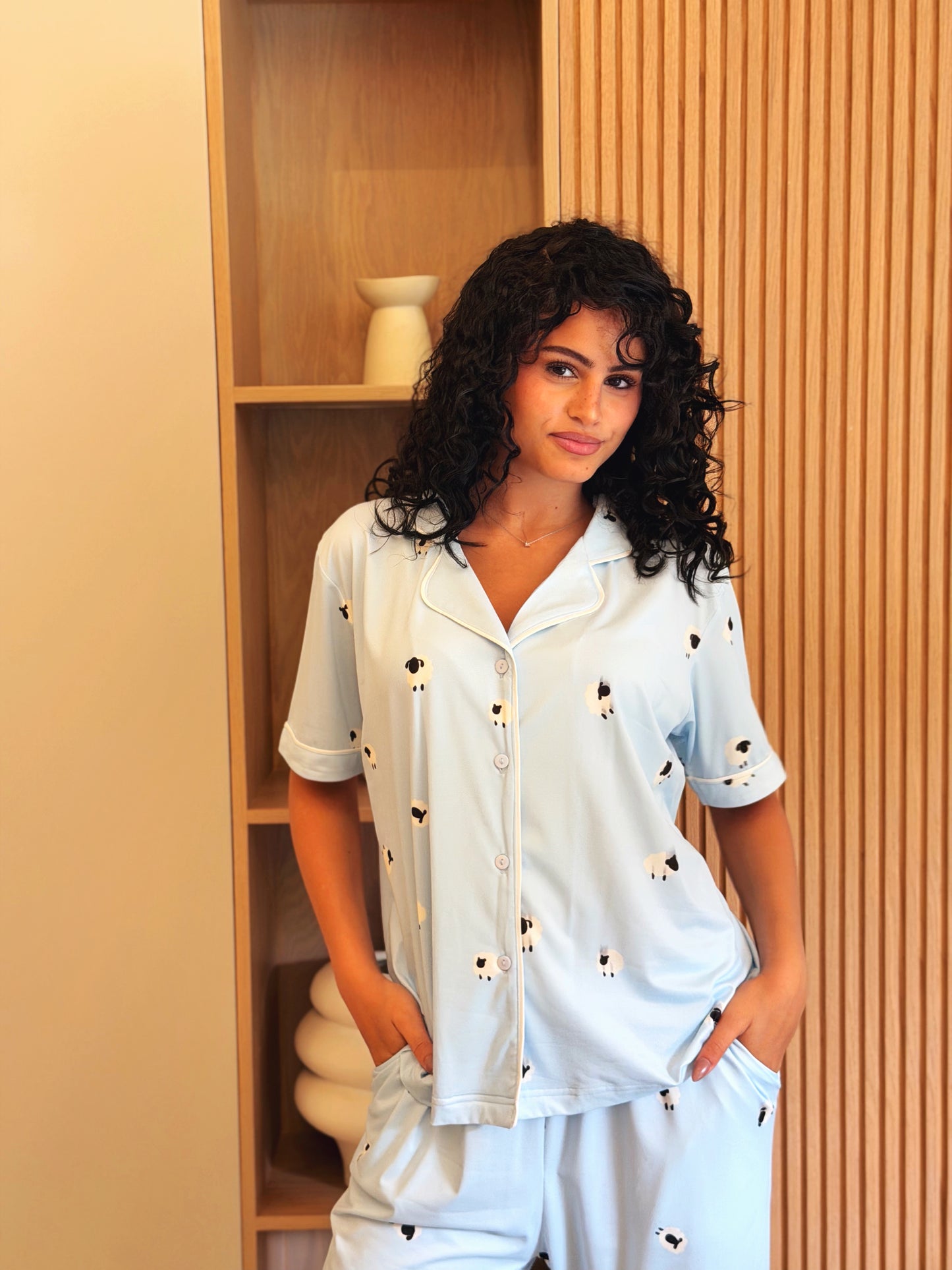 Self love cotton Button -up pajama /Sheep
