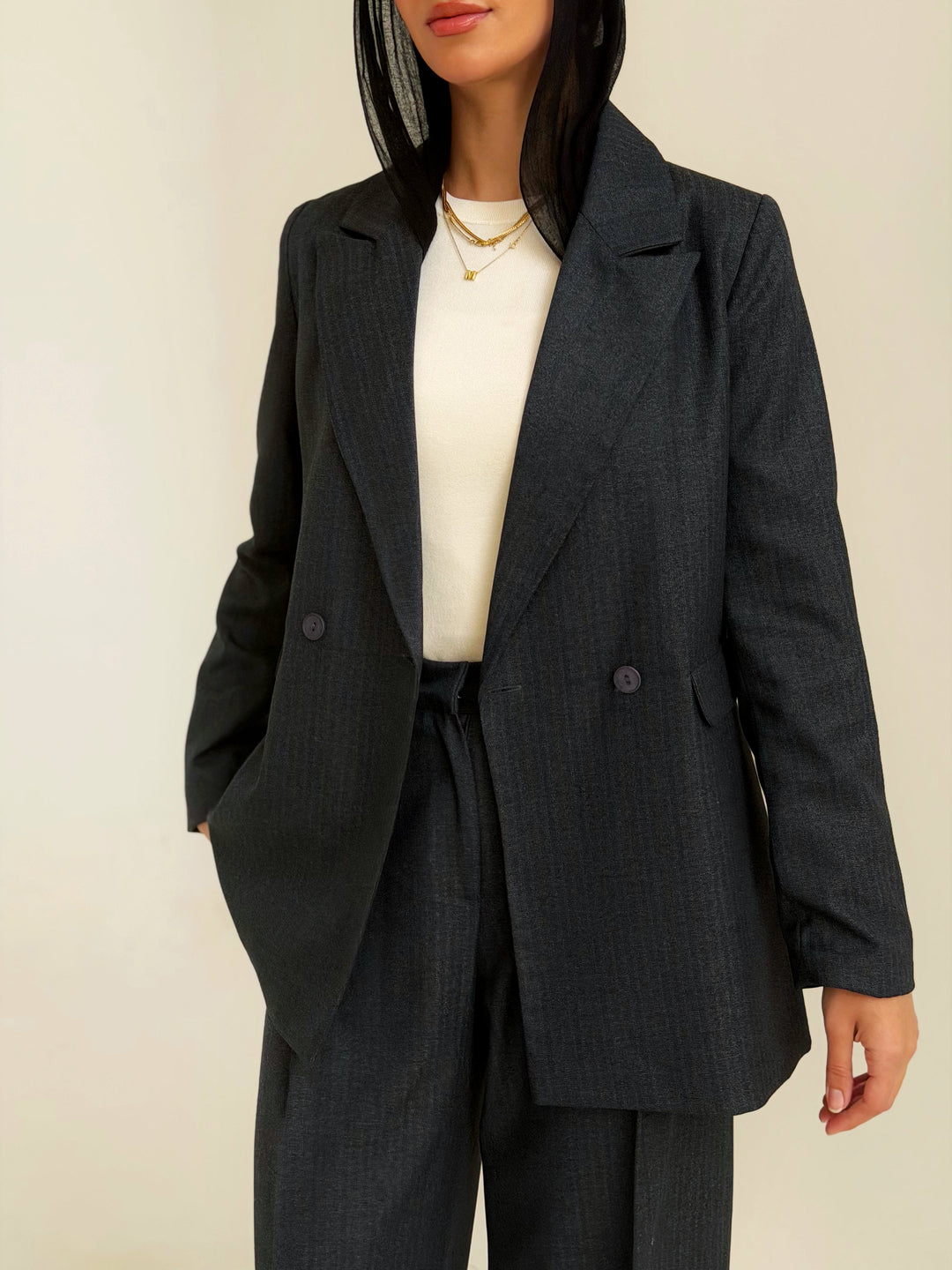 The Tailored Striped blazer in Navy