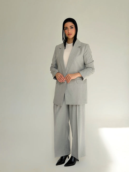 The Tailored striped  blazer in light gray