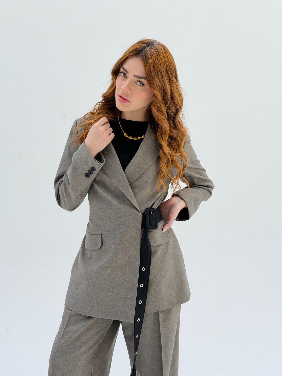 Belted jacket in grish