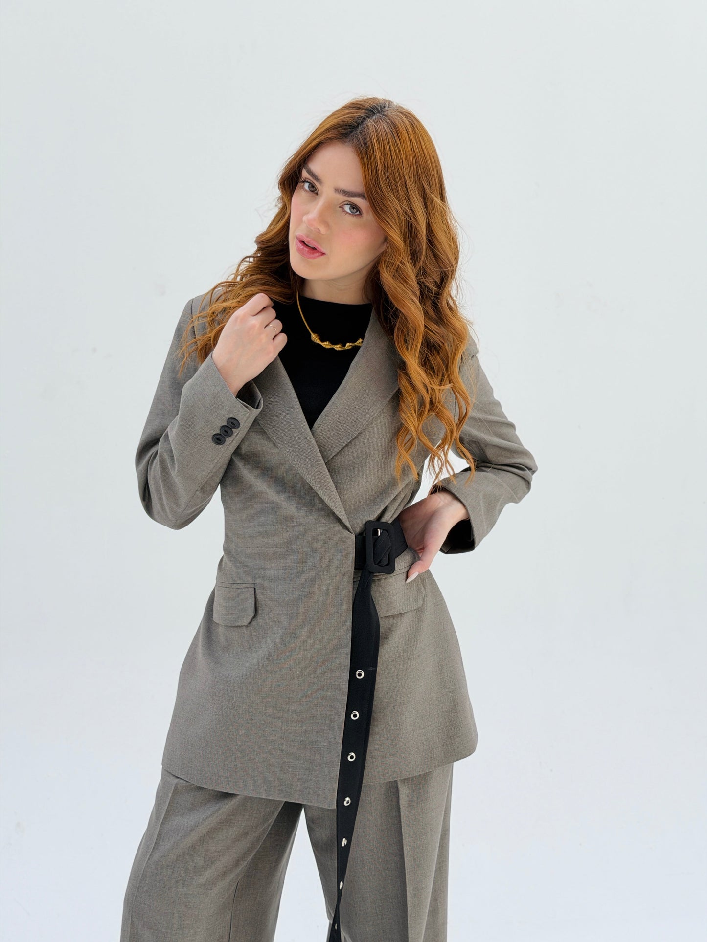 Belted jacket in grish