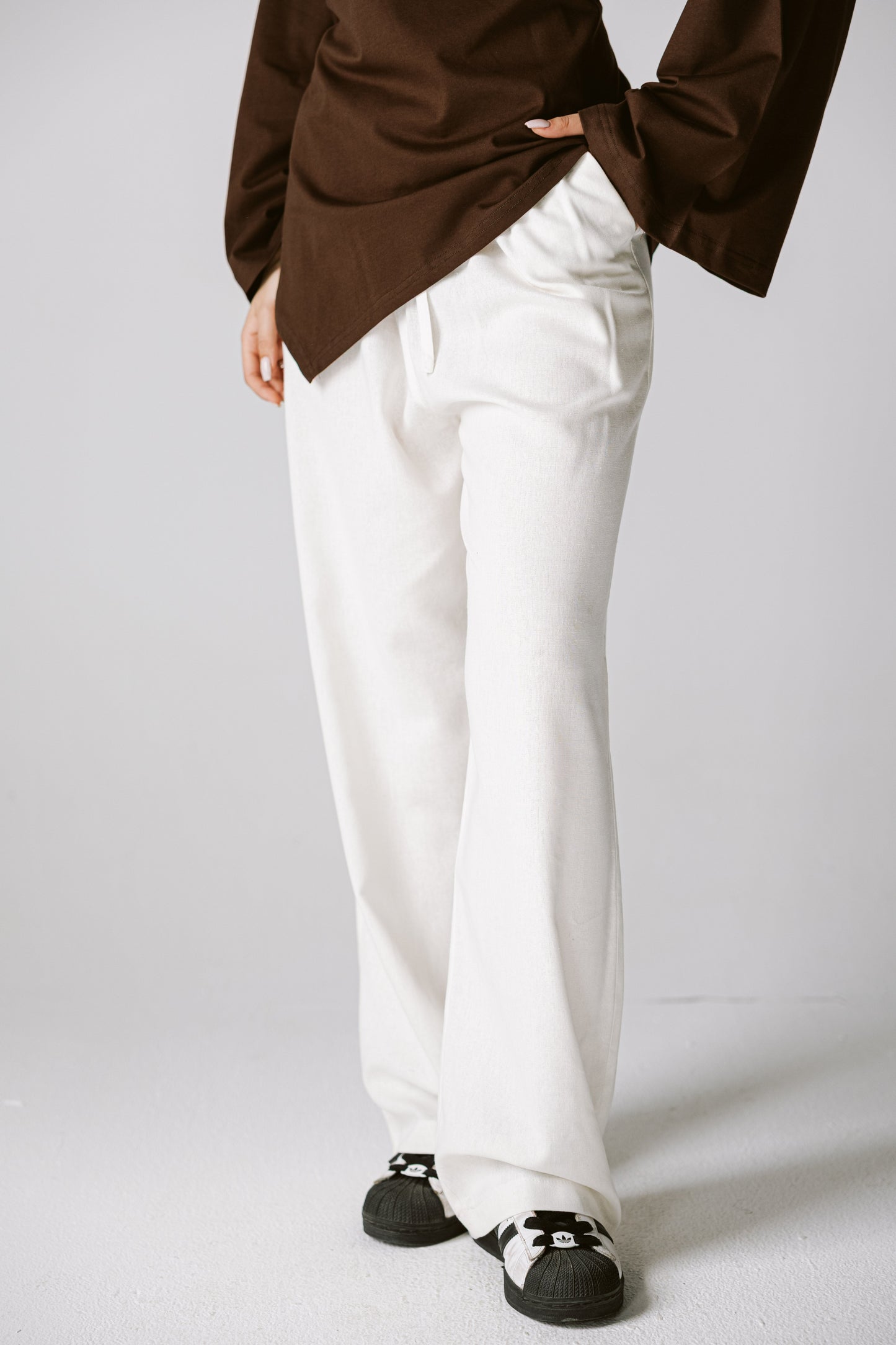 Pure linen pants in White
